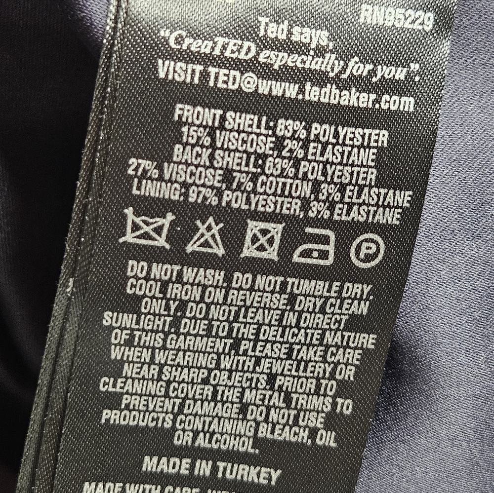 Ted Baker Textured Dress Navy Blue Zipper Front Size 8 NEW - Picture 10 of 11